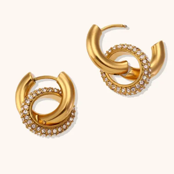 PVD Coated Real Gold Plated Geometric Stainless Steel Waterproof Non Tarnish Earrings Ear Studs
