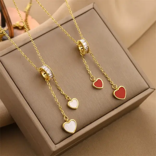Wholesale Real Gold Plated Heart Shape 304 Stainless Steel Sweet Waterproof Non Tarnish Pendant Necklace