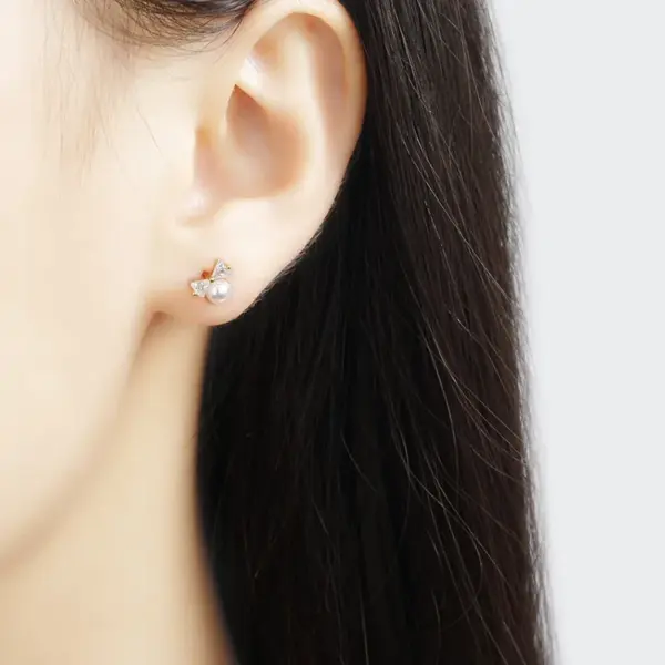 Elegant Fashion Bow Knot Copper Diamond Zircon Earrings Ear Studs