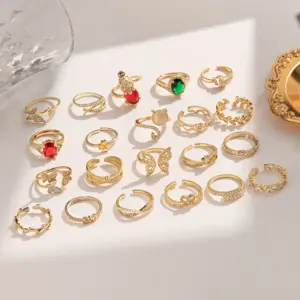 Wholesale Jewelry Elegant Classic Style Pearl Butterfly Nail Copper Zircon 18K Gold Plated K Gold Plated Inlay Open Rings