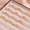 Wholesale PVD Coated 18K Gold Plated Round 304 Stainless Steel Elegant Simple Style Waterproof Non Tarnish Rings