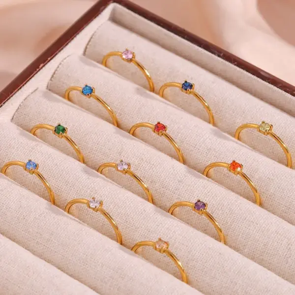 Wholesale PVD Coated 18K Gold Plated Round 304 Stainless Steel Elegant Simple Style Waterproof Non Tarnish Rings