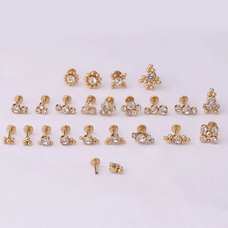 Wholesale 316L Stainless Steel Ear Cartilage Rings & Studs Geometric Waterproof Non Tarnish Surgical Steel Women'S