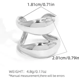 Silver / Average Size / 1 Piece Geometry Hollow Opening Ring