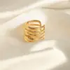 Wholesale Elegant Retro Geometric Copper Plating 18k Gold Plated Open Rings