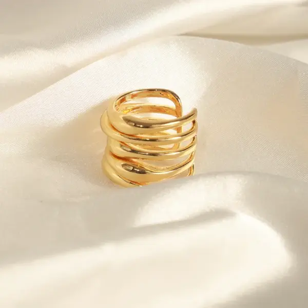 Wholesale Elegant Retro Geometric Copper Plating 18k Gold Plated Open Rings