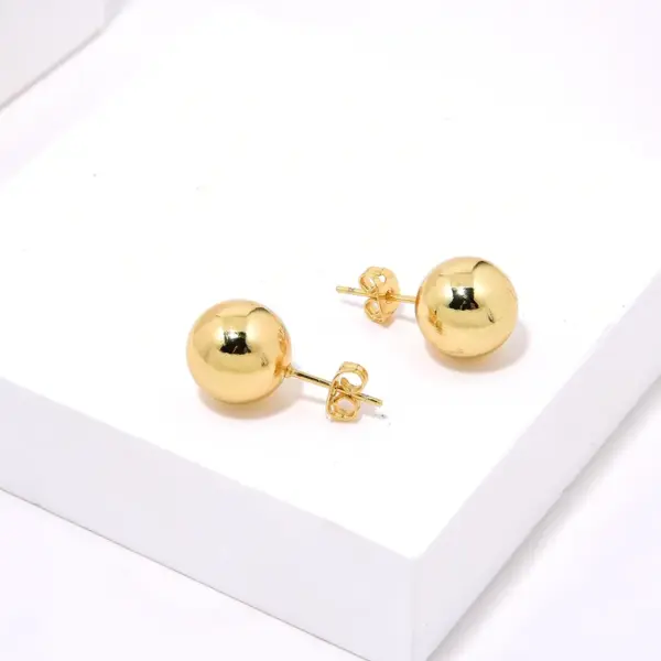 1 Pair Simple Style Round Plating Copper Gold Plated Ear Studs