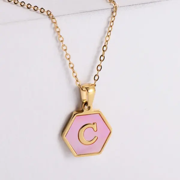 Wholesale PVD Coated 18K Gold Plated Letter 304 Stainless Steel Waterproof Non Tarnish 304 Stainless Steel Pendant Necklace