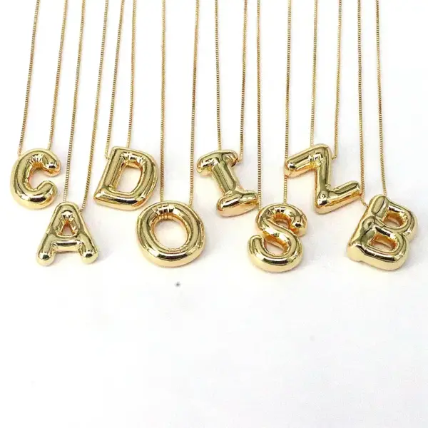 Wholesale Simple Style Classic Style Letter Copper 18k Gold Plated Pendant Necklace In Bulk