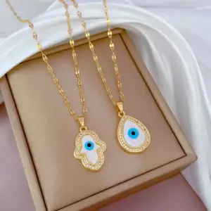 Fashion Geometric Stainless Steel Copper Plating Artificial Diamond Necklace