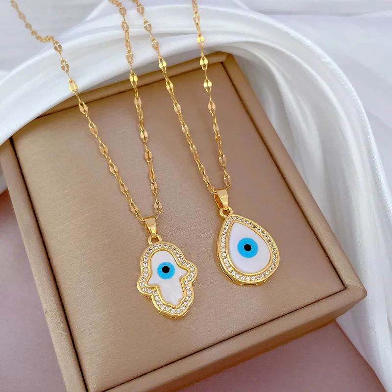 Wholesale Fashion Geometric Stainless Steel Copper Plating Artificial Diamond Necklace
