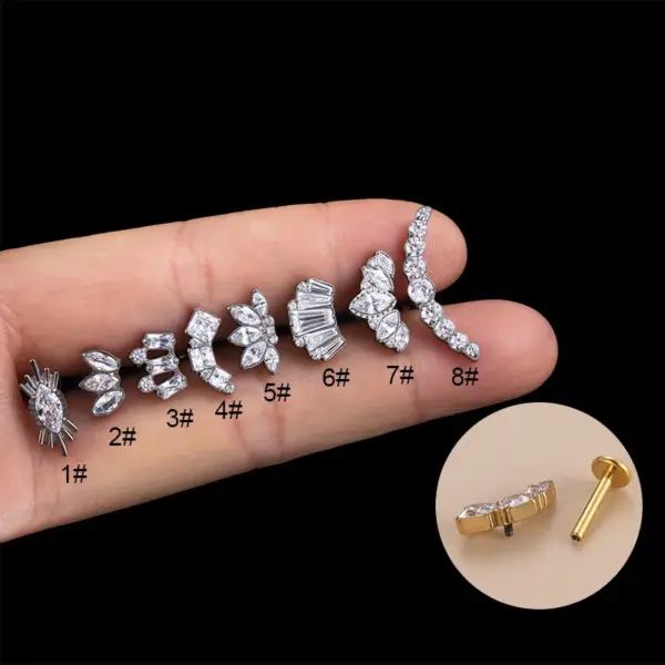 1 Piece Ear Cartilage Rings & Studs Fashion Geometric Pure Titanium Plating Zircon