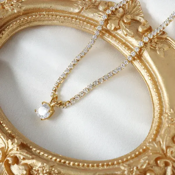 Wholesale PVD Coated Real Gold Plated 18K Gold Geometric 304 Stainless Steel Fashion Waterproof Non Tarnish 304 Stainless Steel Necklace