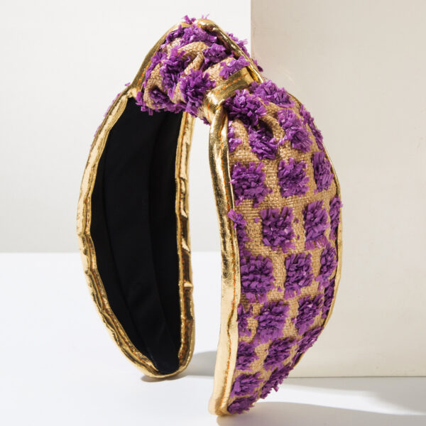 oly-3bd0c76de9bc3ae48dd4baffac8747b8 Wholesale Korean Style Sweet Raffigrass Plaid Woven Headband Simple Knot Cyber Popular Wide-brimmed Headband Hair Accessories Women's Cross-border Supply