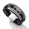 Wholesale PU leather colorful ring gold bead hand-woven leather bracelet