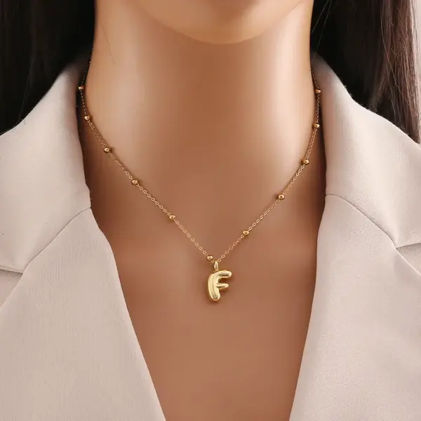 Wholesale Simple Style Letter Stainless Steel Copper Plating 18K Gold Plated Pendant Necklace