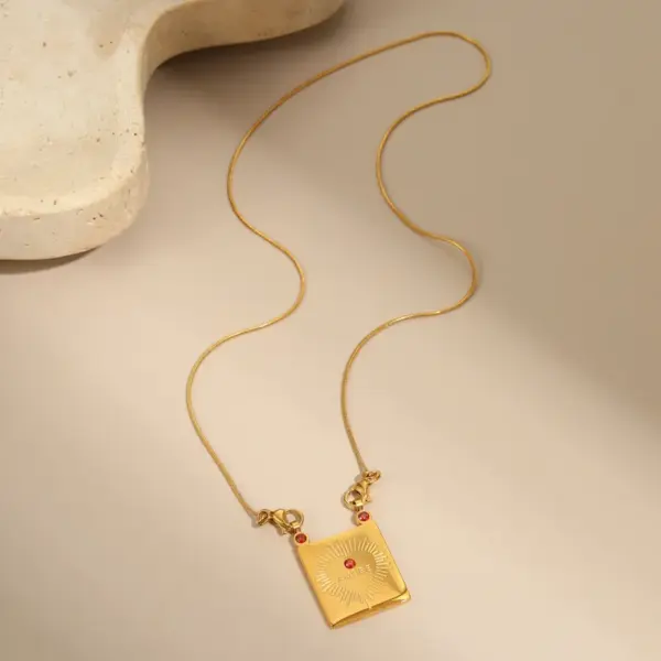 Wholesale Valentine's Day Gift Heart-shaped Souvenir Necklace Pendant Earrings High-end 304 Stainless Steel Jewelry Set 18K Real Gold Plated Vacuum Electroplating Natural Stone Zircon