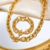 Wholesale PVD Coated Real Gold Plated 18K Gold Solid Color 304 Stainless Steel Vacation Classic Style Waterproof Non Tarnish Chain Necklace Necklace