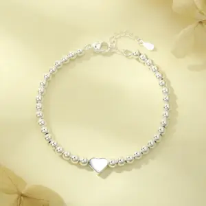 Round Beads Heart Bracelet (Silver)