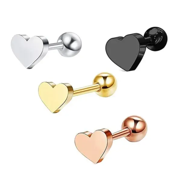 Wholesale Fashion Heart Shape Stainless Steel Plating Ear Studs 1 Piece