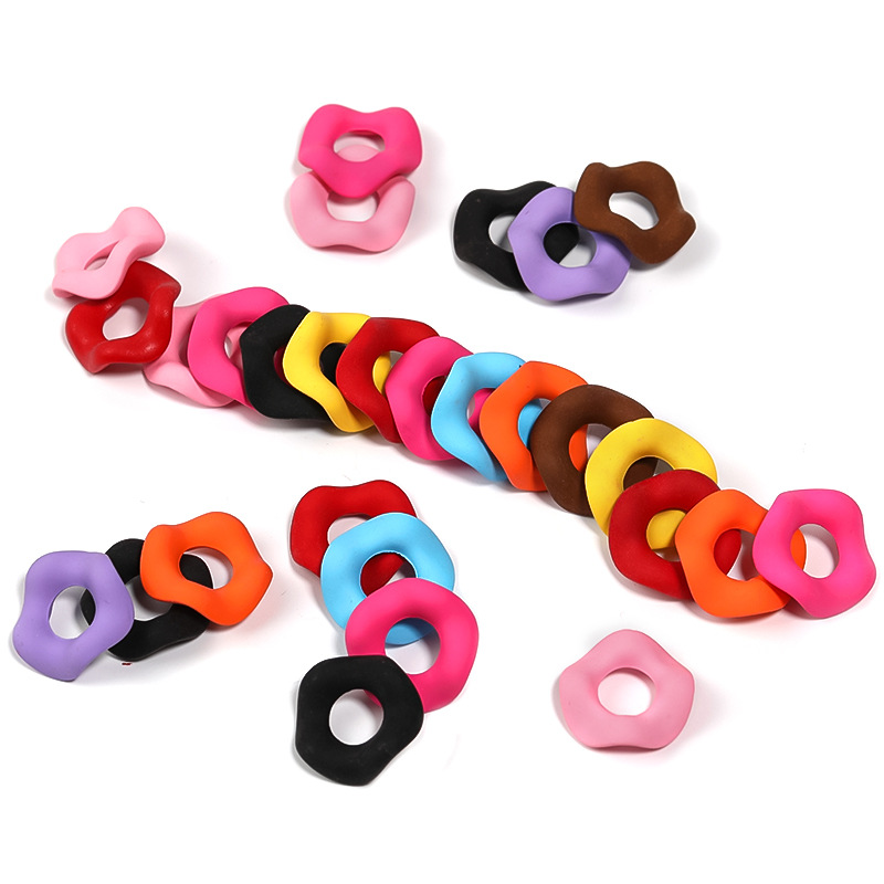 Wholesale Macaron Large Hole Bead Handfelt Paint Round Wave Spacer DIY Beades