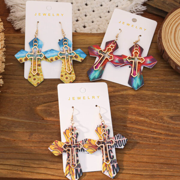 oly-3bee636b9e9dd84e40405a477819a072 Wholesale Western-style double cross earrings