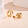 Wholesale 1 Pair IG Style C Shape Solid Color 201 Stainless Steel 18K Gold Plated Ear Studs