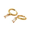 Wholesale Real Gold Plated Geometric 316L Stainless Steel Retro Waterproof Non Tarnish Surgical Steel Dangling Earrings