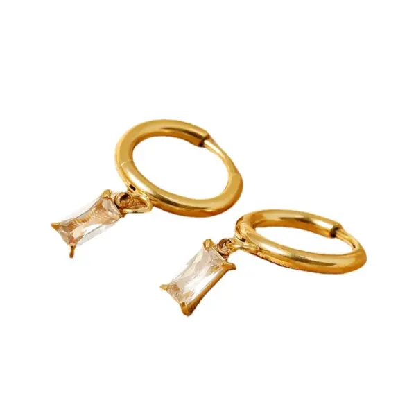 Wholesale Real Gold Plated Geometric 316L Stainless Steel Retro Waterproof Non Tarnish Surgical Steel Dangling Earrings