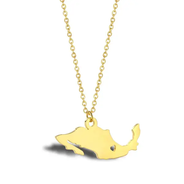 Wholesale Jewelry Fashion Map 304 Stainless Steel 18K Gold Plated Plating Stainless Steel Necklaces
