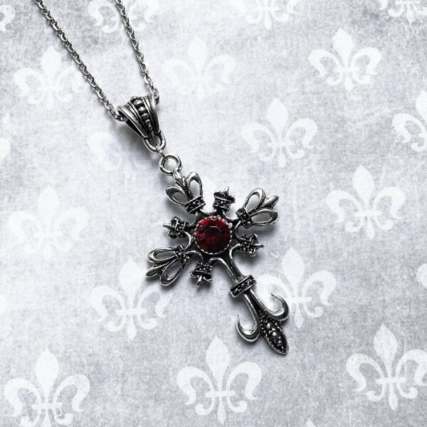 Wholesale Cross-border Hot Sale European and American Retro Ruby Cross Necklace Gothic Dark Fashion Pendant Necklace