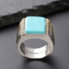 Wholesale Zhenrong wish North American Indian God Beast Western honor Thunderbird feather turquoise two-color electroplated ring