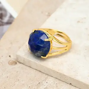 Lapis Lazuli Ring / Width: 16mm, Inner Diameter: 17mm / 1 Pc/Package