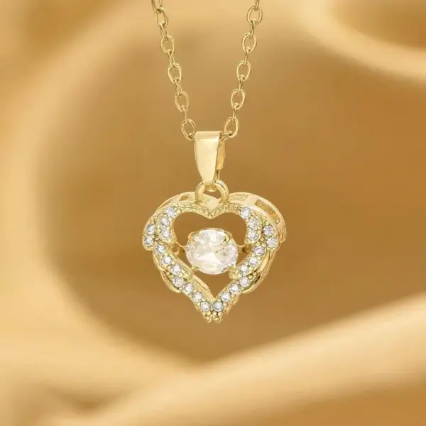 316 Stainless Steel Copper Heart Shape Electroplated 18K Real Gold Plated Vacation Classic Style Waterproof Non Tarnish Coffee Bean Chain Pendant Necklace