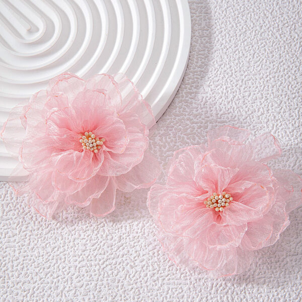 Wholesale European and American Cross-Border Fashion Fresh Fabric Flower Tassel Beaded Elegant and Sweet Valentine's Day Gift Earrings for Women