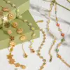 Wholesale 304 Stainless Steel Colorful Floral Daisy PVD Coated Real Gold Plated 18K Gold Vacation Sweet Waterproof Non Tarnish Cuban Link Chain Curb Chain Safety Clasp Closure Colour Bracelets
