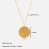 Wholesale 304 Stainless Steel Round Constellation PVD Coated Golden Plated Simple Style Waterproof Non Tarnish Plating Cable Chain Curb Chain Gold Pendant Necklace