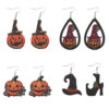 Wholesale Cross-Border New Halloween Gothic Style Ghost Face Pumpkin Witch Hat Witch Boots Pendant Earrings Wooden Double-Sided Earrings