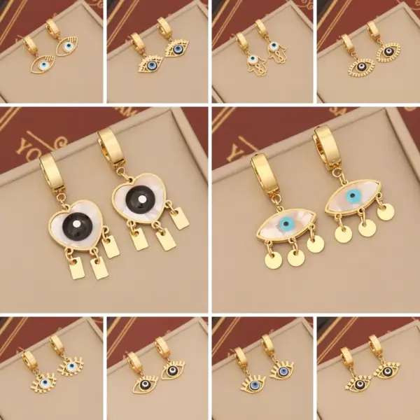 Wholesale PVD Coated 18K Gold Real Gold Plated Devil'S Eye Stainless Steel IG Style Waterproof Non Tarnish Drop Earrings