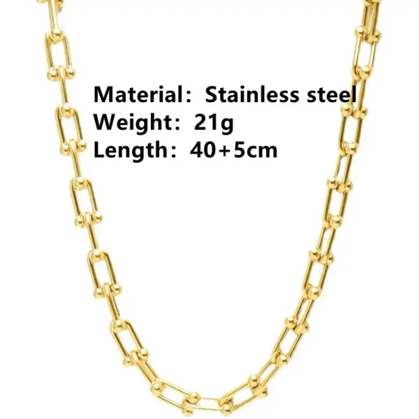 Wholesale 304 Stainless Steel U Shape PVD Coated 18K Real Gold Plated Elegant Simple Style Waterproof Non Tarnish Gold Bracelets Necklace
