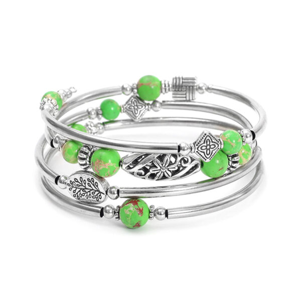 Wholesale Bohemian multi-layer turquoise wrapped four-layer natural stone beaded bracelet