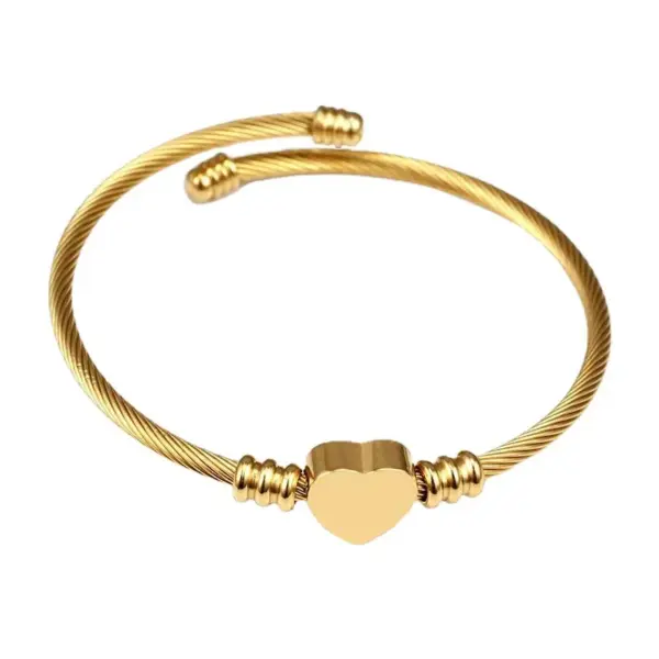 Sweet Simple Style Heart Shape Stainless Steel lishing Plating Bangle