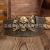 Wholesale Cross-Border Punk Double Sword Three Ghost Buckle Retro Western Cowboy Pu Leather Belt