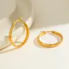 Wholesale Round Vacuum Electroplating (In Furnace) Plated 18K Real Gold 304 Stainless Steel No Inlay Material Hoop Earrings For Women