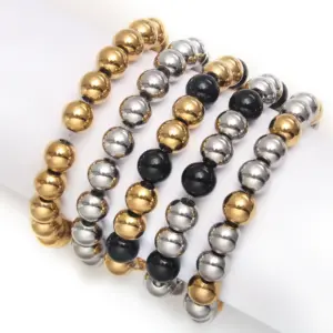 Wholesale Classic Style Round Stainless Steel Plating Bracelets