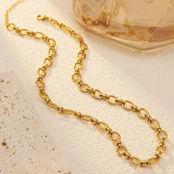 Wholesale Ion Plating (IP) 18K Gold Plated Solid Color 304 Stainless Steel Simple Style Classic Cool Waterproof Non Tarnish Necklace