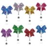 Wholesale New Shiny Acrylic Butterfly Tie Swivel Easy Pull-up Alligator Clip Easy Pull-up Telescopic Buckle ID Buckle Badge Clip