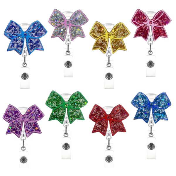 Wholesale New Shiny Acrylic Butterfly Tie Swivel Easy Pull-up Alligator Clip Easy Pull-up Telescopic Buckle ID Buckle Badge Clip