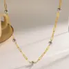 Vacuum Electroplating (In Furnace) Plated 18K Real Gold 201 Stainless Steel 303 Stainless Steel Round Beaded Chain Paper Clip Chain Lobster Clasp Necklace