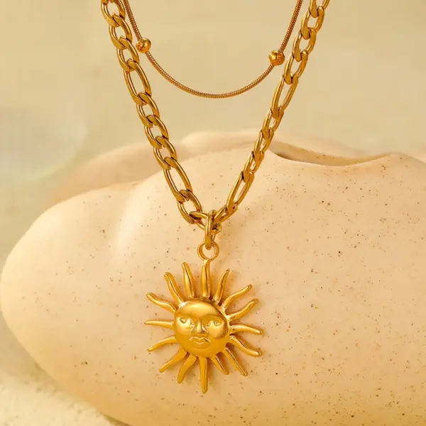 Wholesale Jewelry Simple Style Classic Style Sun 304 Stainless Steel Pendant Necklace